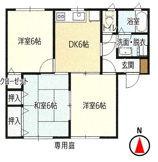 ハッピー庭瀬 3DK 間取り