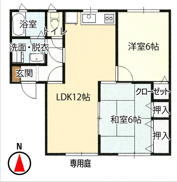 ハッピー庭瀬 2LDK 間取り
