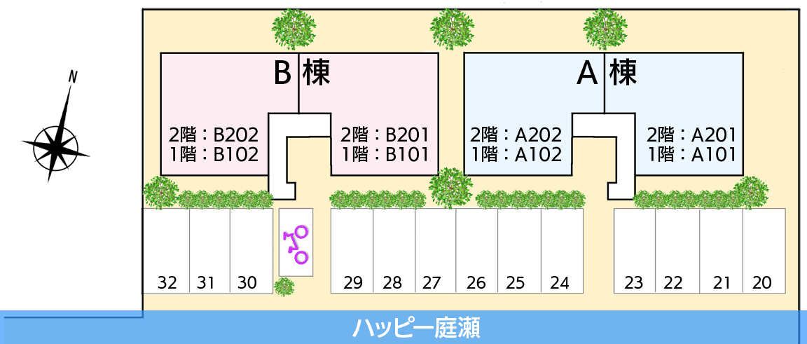 ハッピー庭瀬 敷地配置図