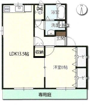 ラッキータウン庭瀬 1LDK 間取り
